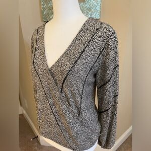 Sienna Sky Patterned Black and White Blouse - Dressy Career Office Attire